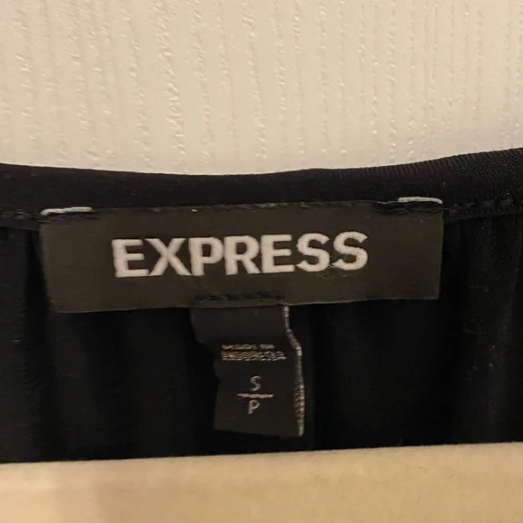 Black, sleeveless spaghetti strap top. Crosses, appears layered in the front. - Picture 4 of 4